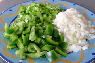 Bell pepper, celery and onion - the trinity of Creole cooking.